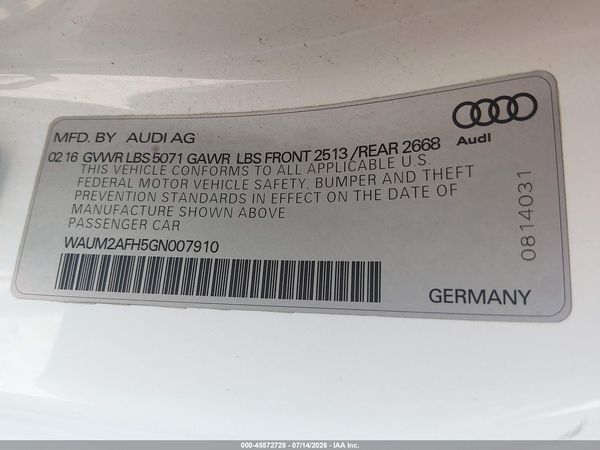 2016 AUDI A5 PREMIUM PLUS