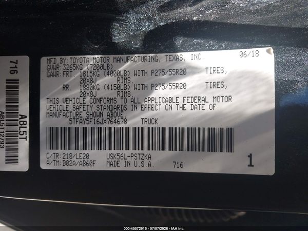 2018 TOYOTA TUNDRA PLATINUM 5.7L V8