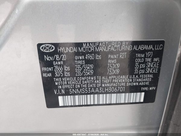 2020 HYUNDAI SANTA FE LIMITED 2.0T