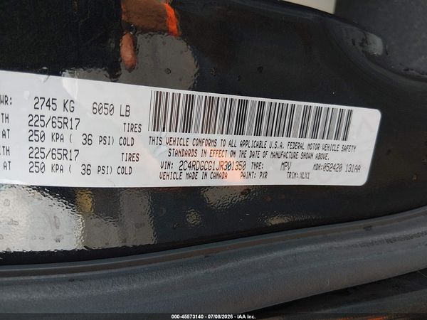 2018 DODGE GRAND CARAVAN SXT — I9