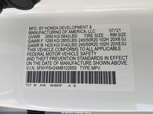 2021 HONDA PILOT AWD SPECIAL EDITION