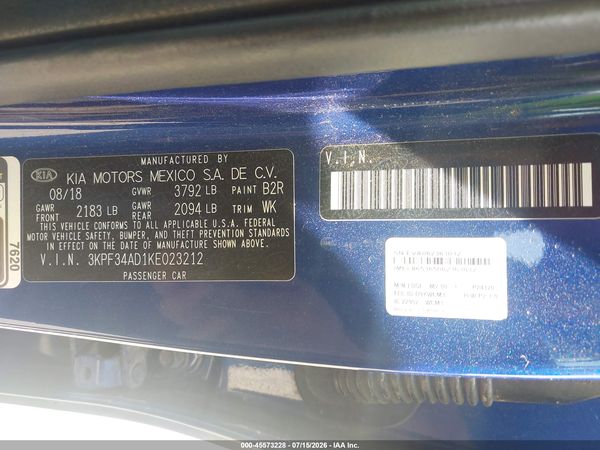 2019 KIA FORTE S