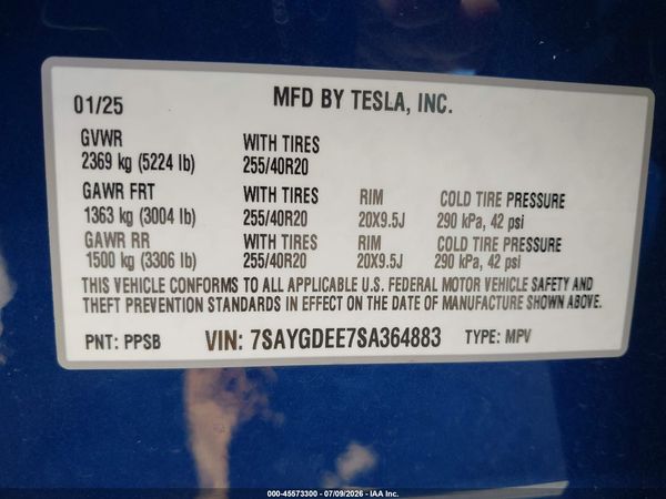 2025 TESLA MODEL Y