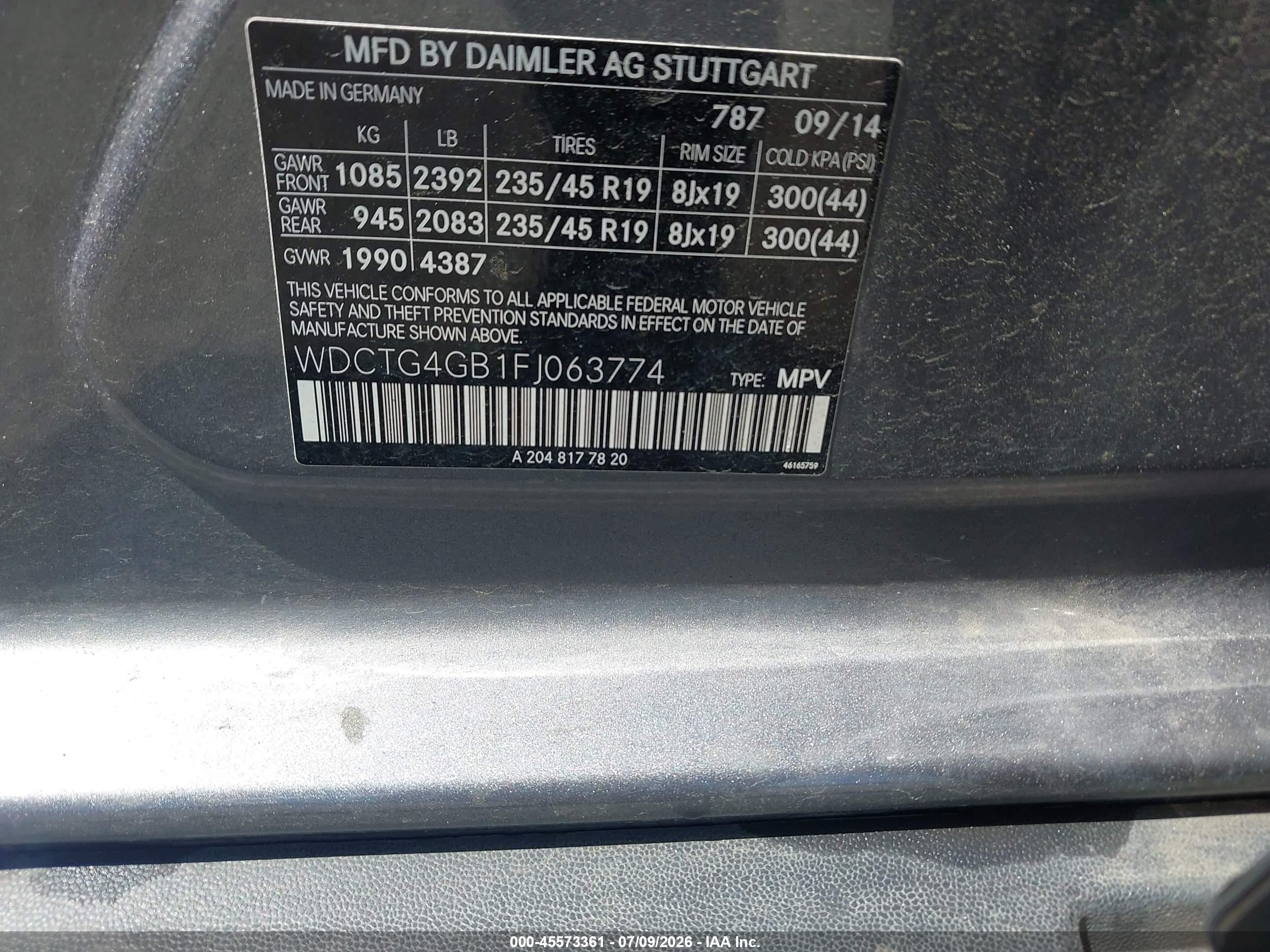 2015 MERCEDES-BENZ GLA 250 4MATIC