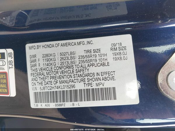 2019 ACURA RDX ADVANCE PACKAGE