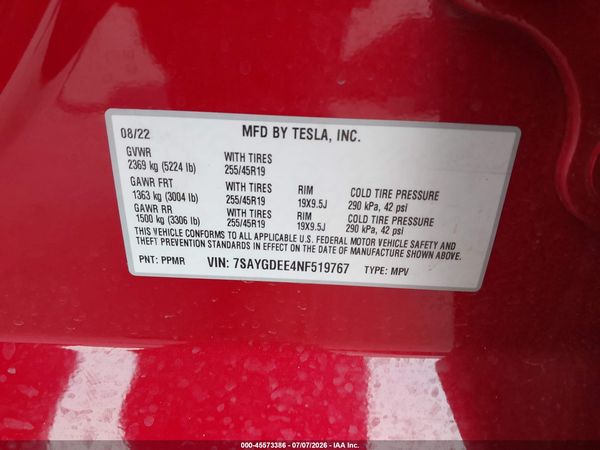 2022 TESLA MODEL Y