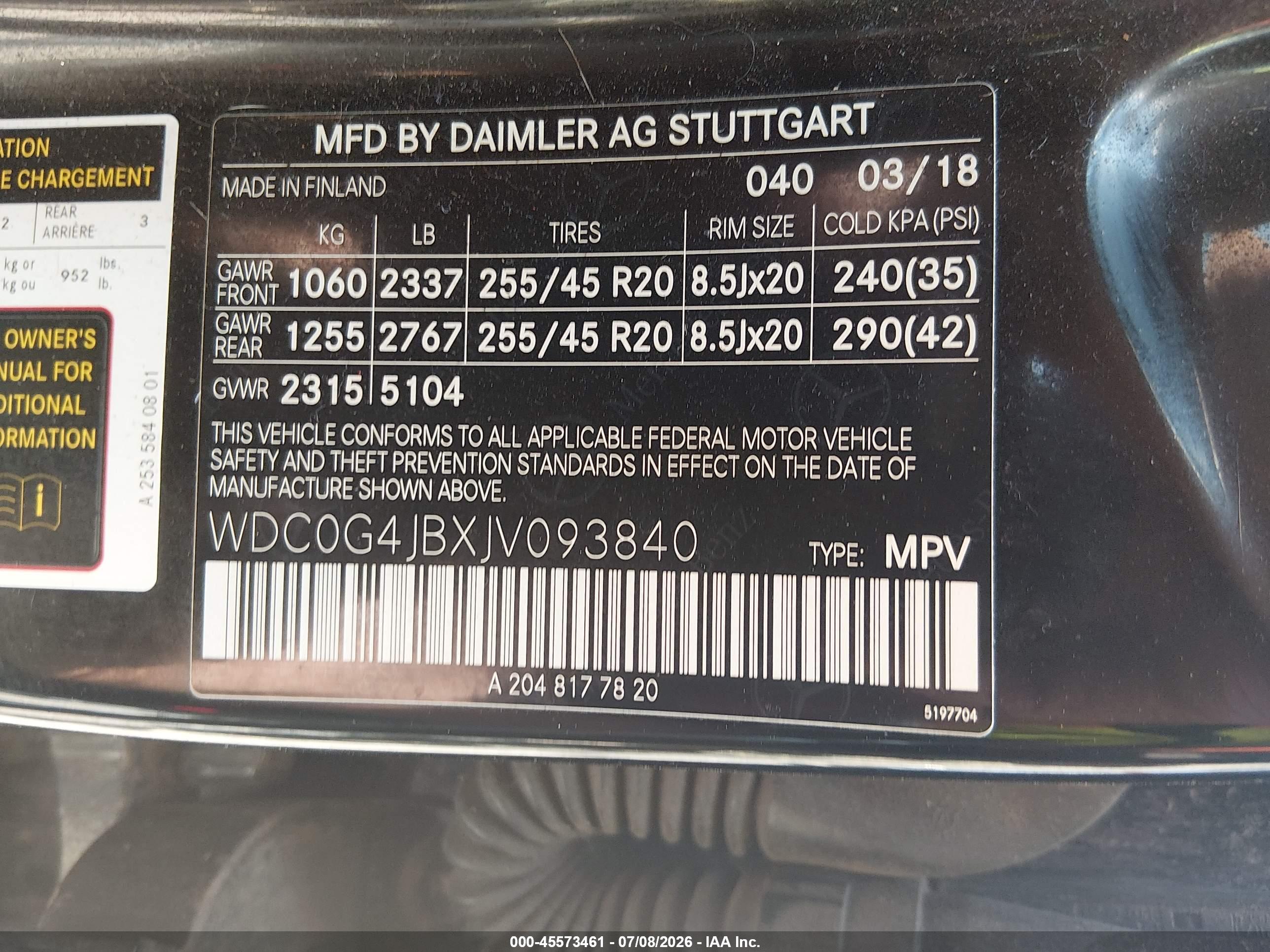 2018 MERCEDES-BENZ GLC 300 GLC300
