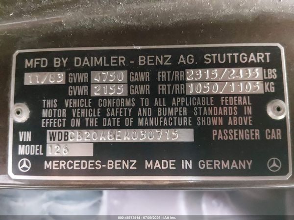 1984 MERCEDES-BENZ 300 300SD