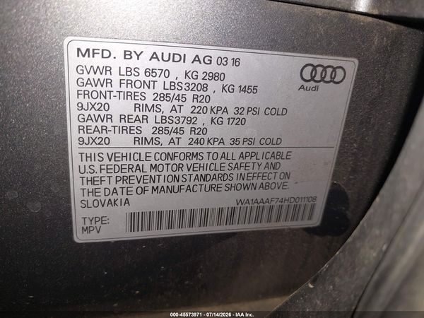 2017 AUDI Q7 3.0T PREMIUM