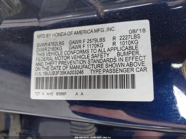 2019 ACURA TLX STANDARD