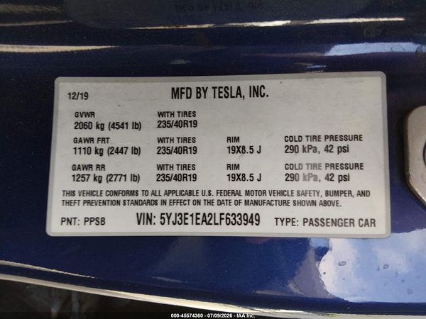2020 TESLA MODEL 3
