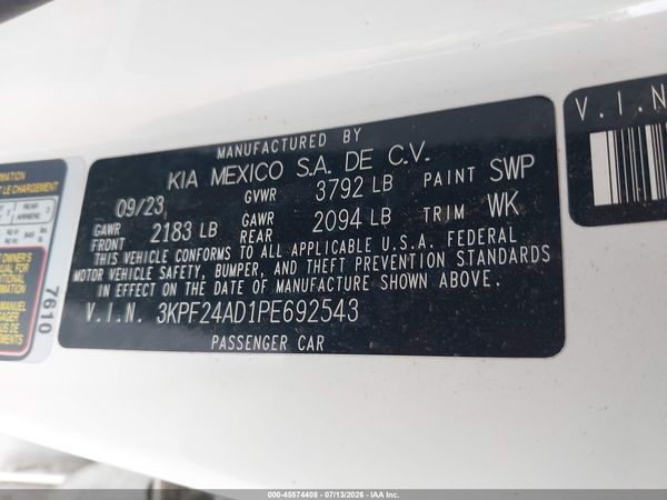 2023 KIA FORTE LXS
