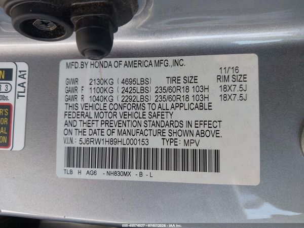 2017 HONDA CR-V EX-L/EX-L NAVI