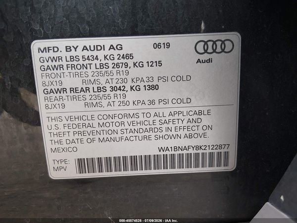 2019 AUDI Q5 45 PREMIUM