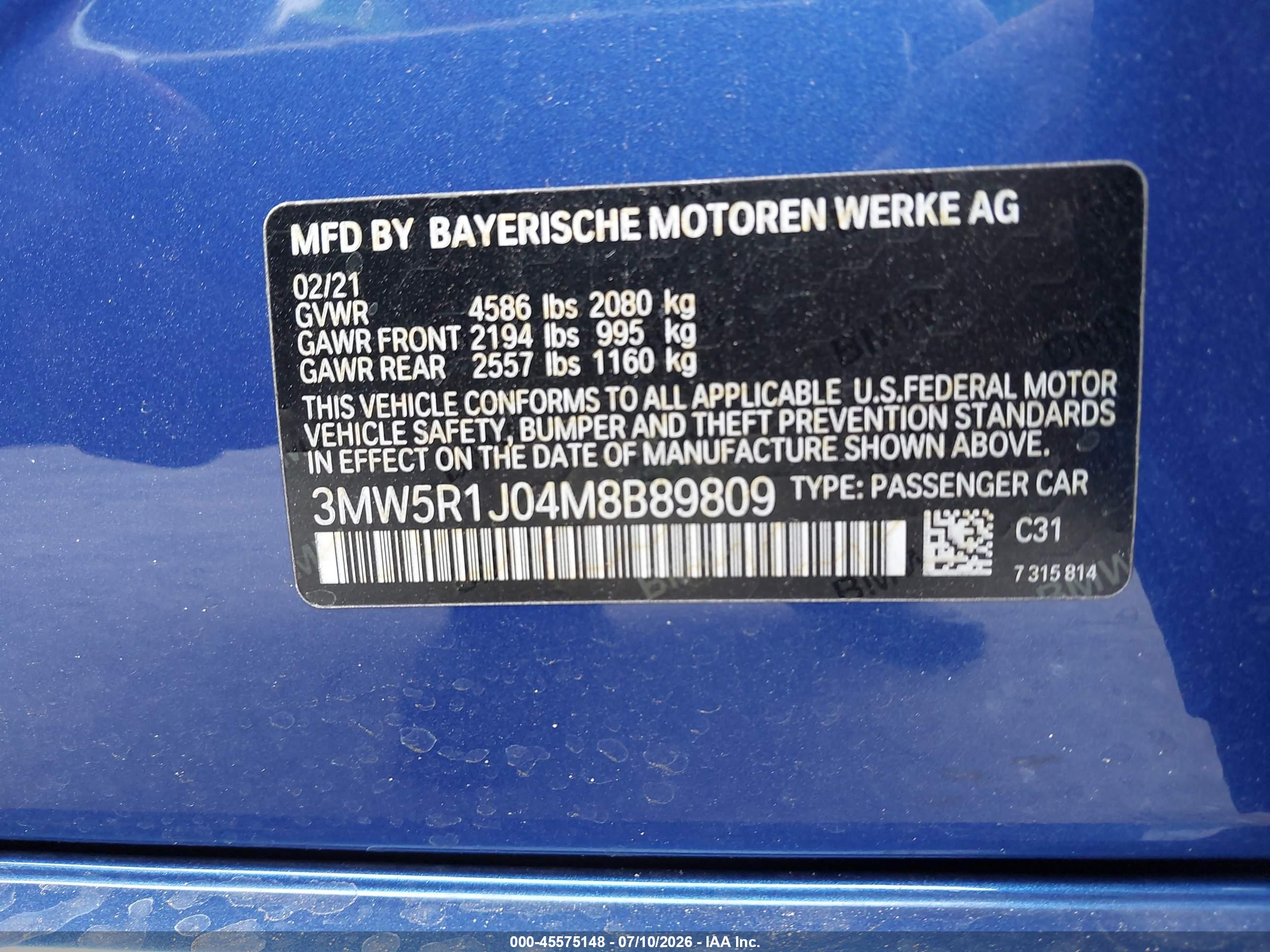 2021 BMW 330I
