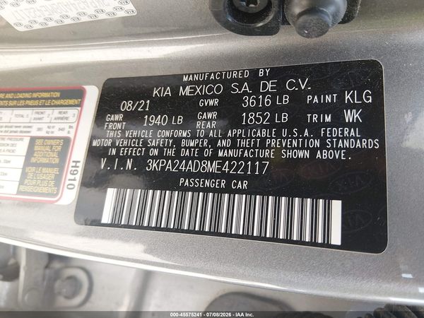 2021 KIA RIO S