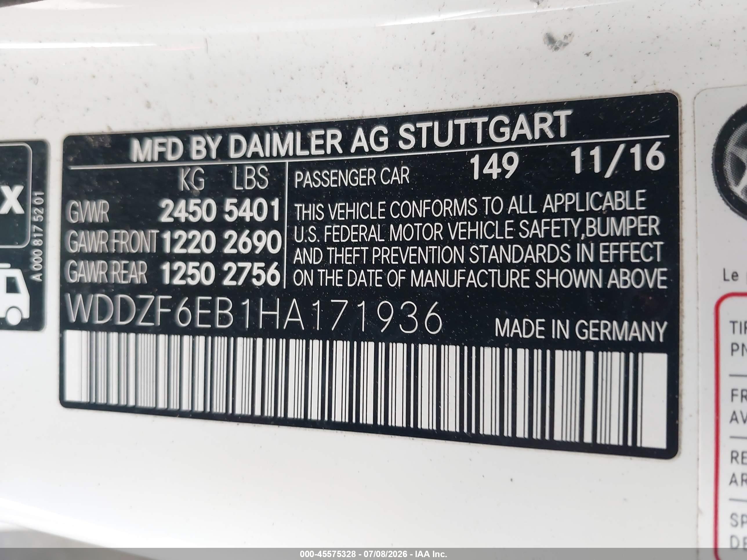 2017 MERCEDES-BENZ AMG E 43 4MATIC