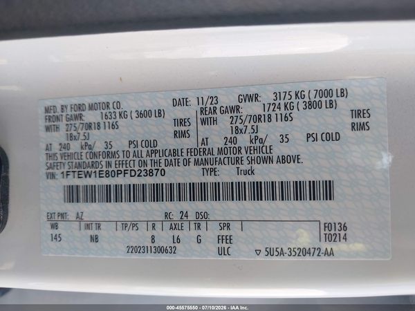 2023 FORD F-150 TREMOR