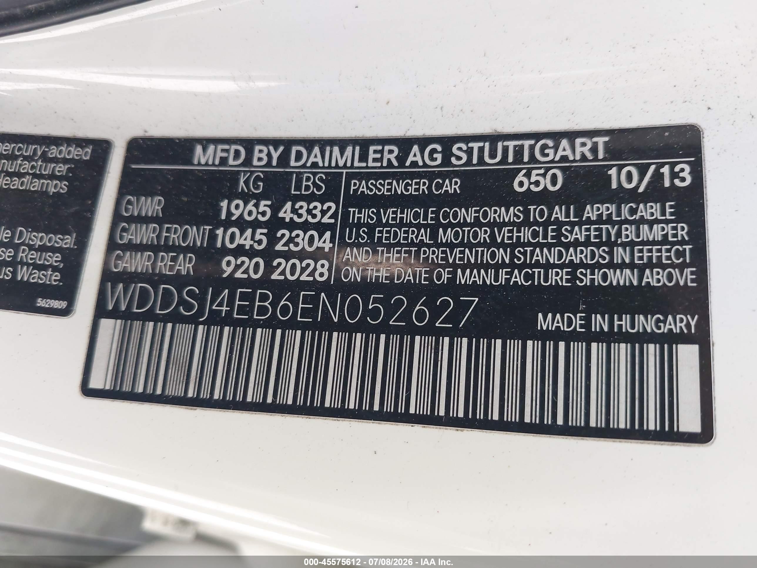 2014 MERCEDES-BENZ CLA 250 CLA250