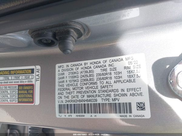 2022 HONDA CR-V AWD EX-L