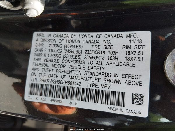 2019 HONDA CR-V TOURING