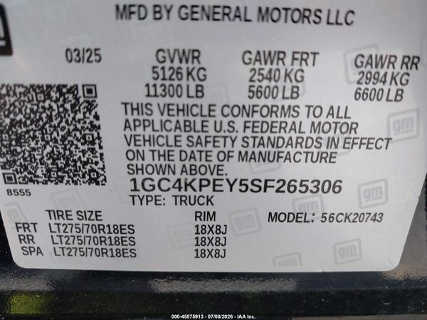 2025 CHEVROLET SILVERADO 2500HD 4WD  STANDARD BED LTZ — I9