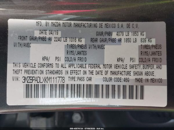 2019 MAZDA MAZDA3 PREFERRED PACKAGE