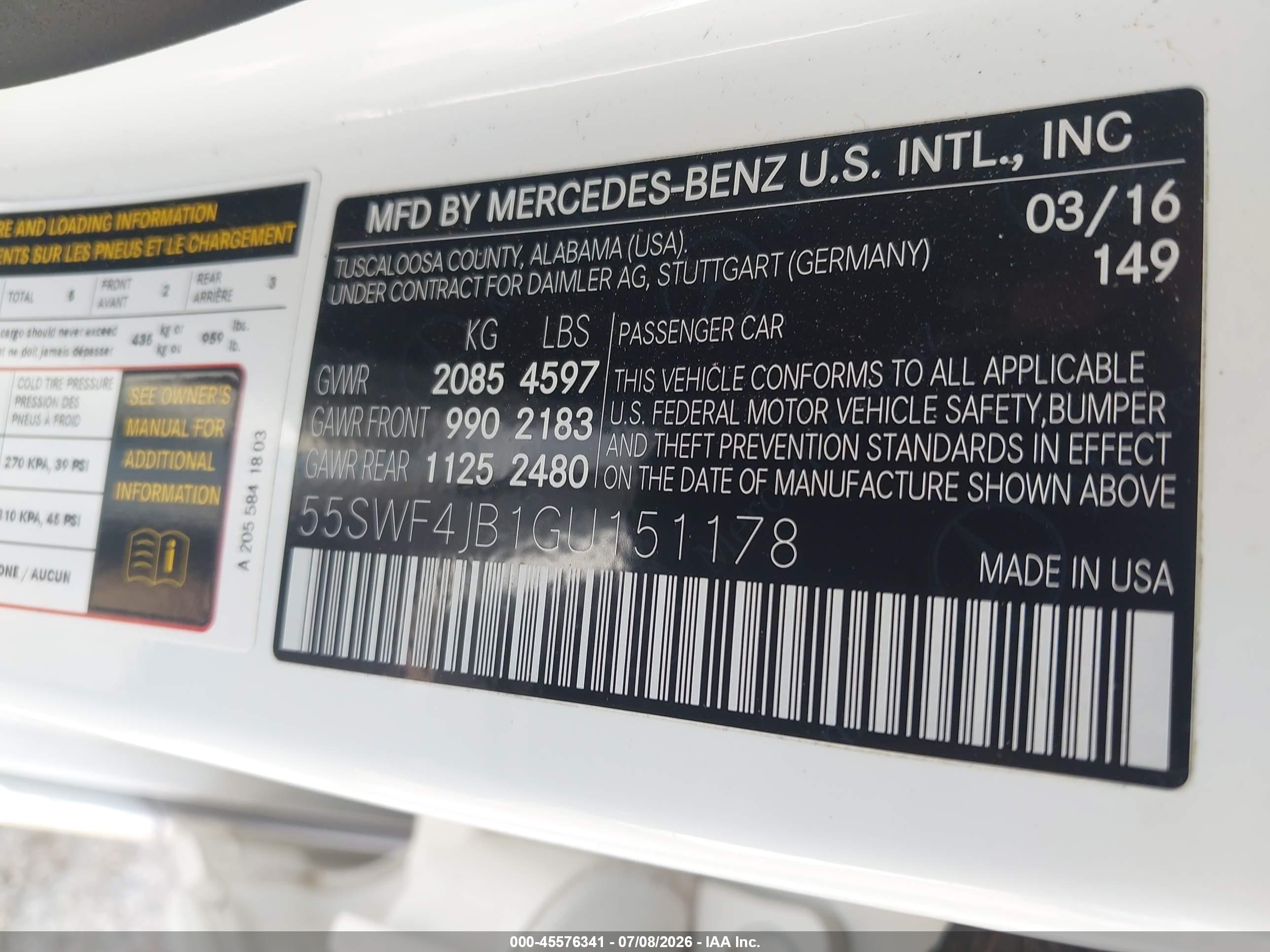 2016 MERCEDES-BENZ C 300 C300