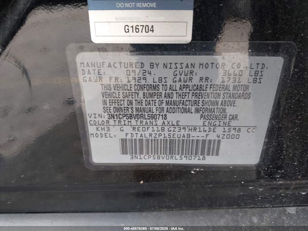 2024 NISSAN KICKS S XTRONIC CVT