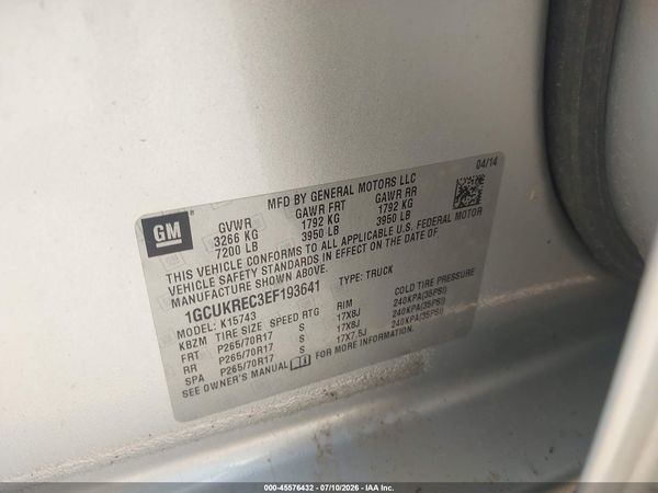 2014 CHEVROLET SILVERADO 1500 LT — I9