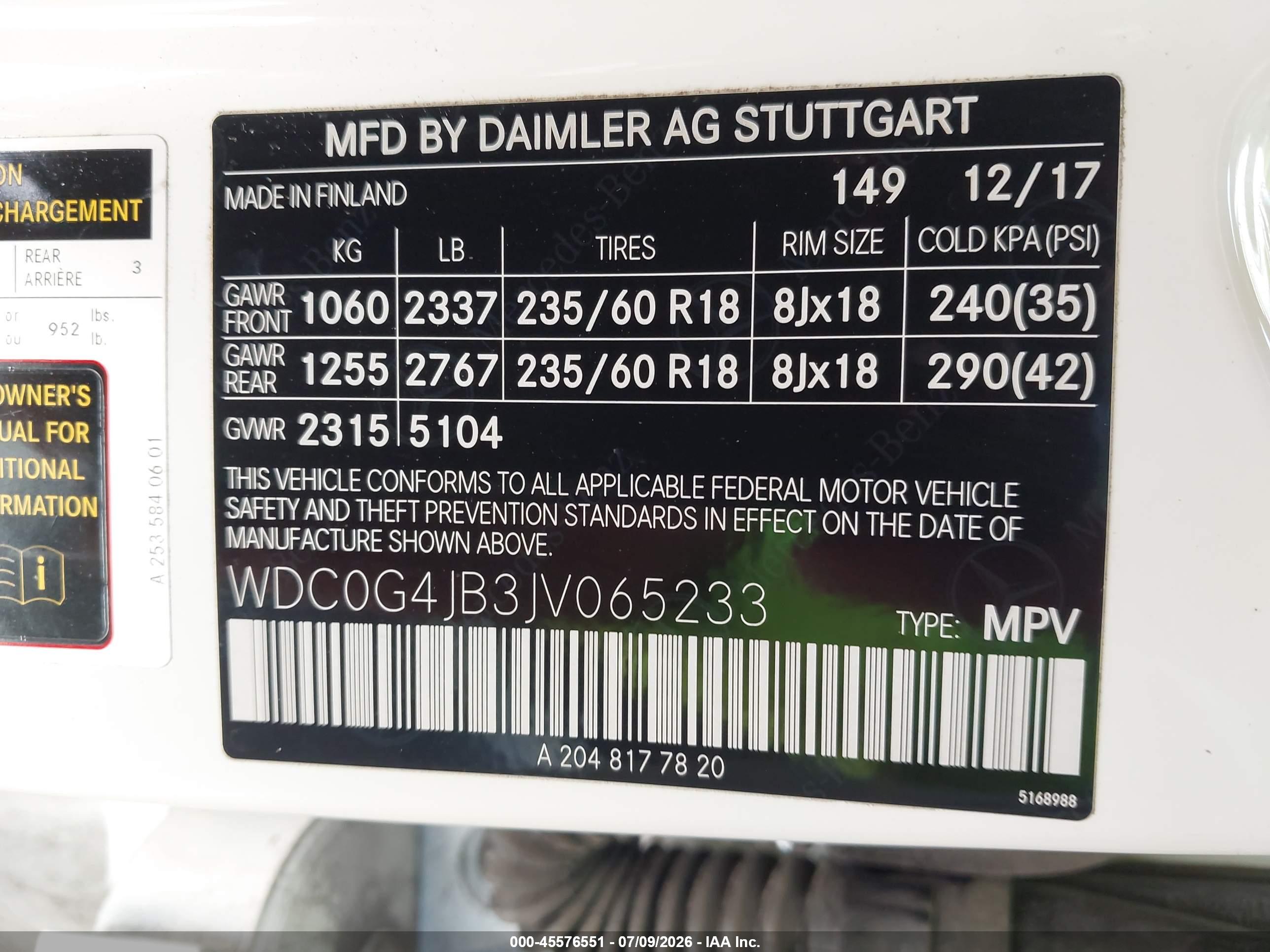 2018 MERCEDES-BENZ GLC 300 GLC300