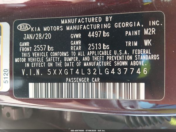2020 KIA OPTIMA LX