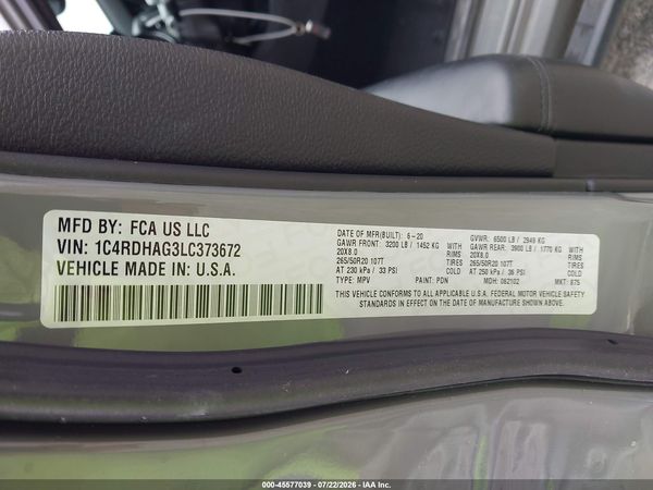 2020 DODGE DURANGO SXT PLUS RWD