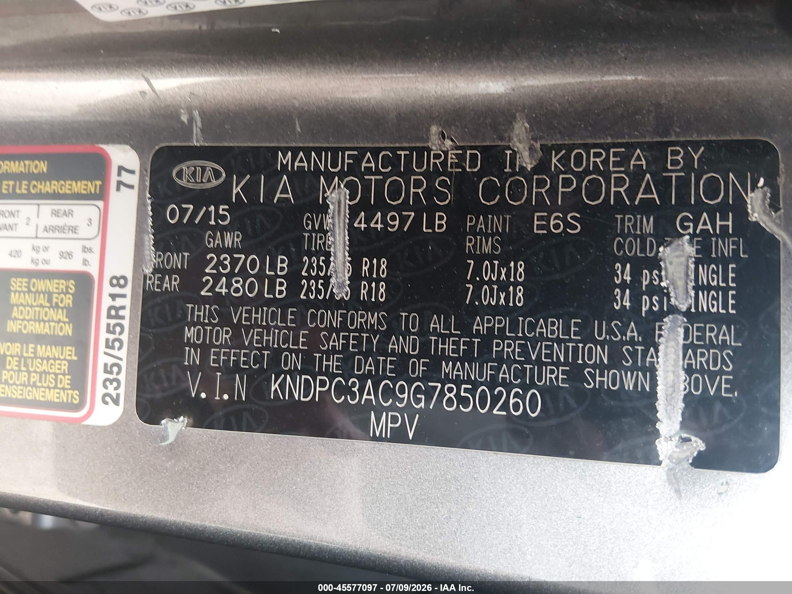 2016 KIA SPORTAGE EX