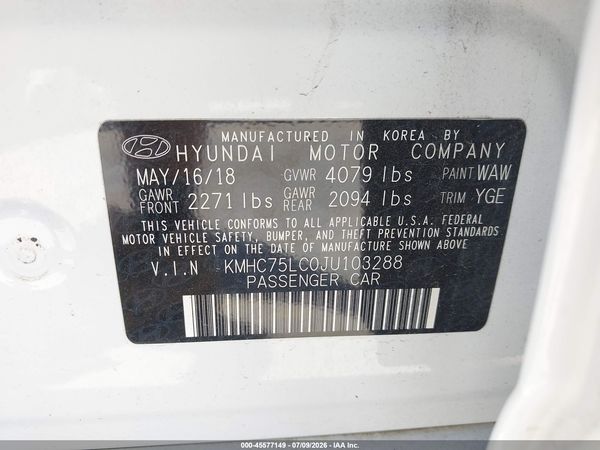 2018 HYUNDAI IONIQ HYBRID SEL
