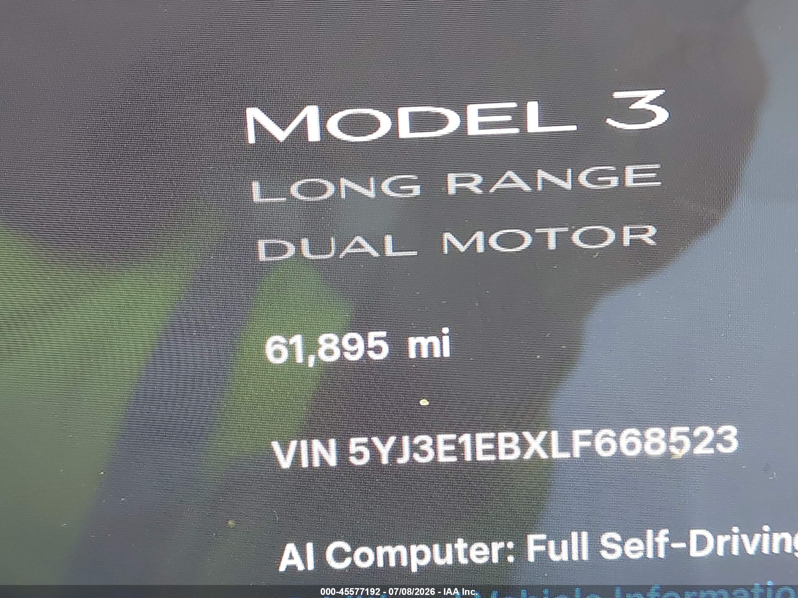 2020 TESLA MODEL 3