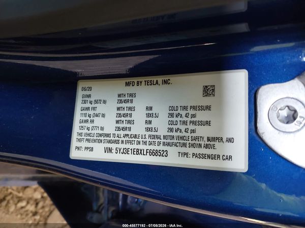 2020 TESLA MODEL 3