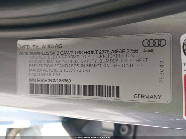 2016 AUDI A6 3.0T PREMIUM PLUS