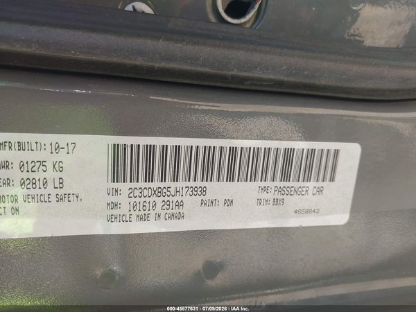 2018 DODGE CHARGER SXT RWD