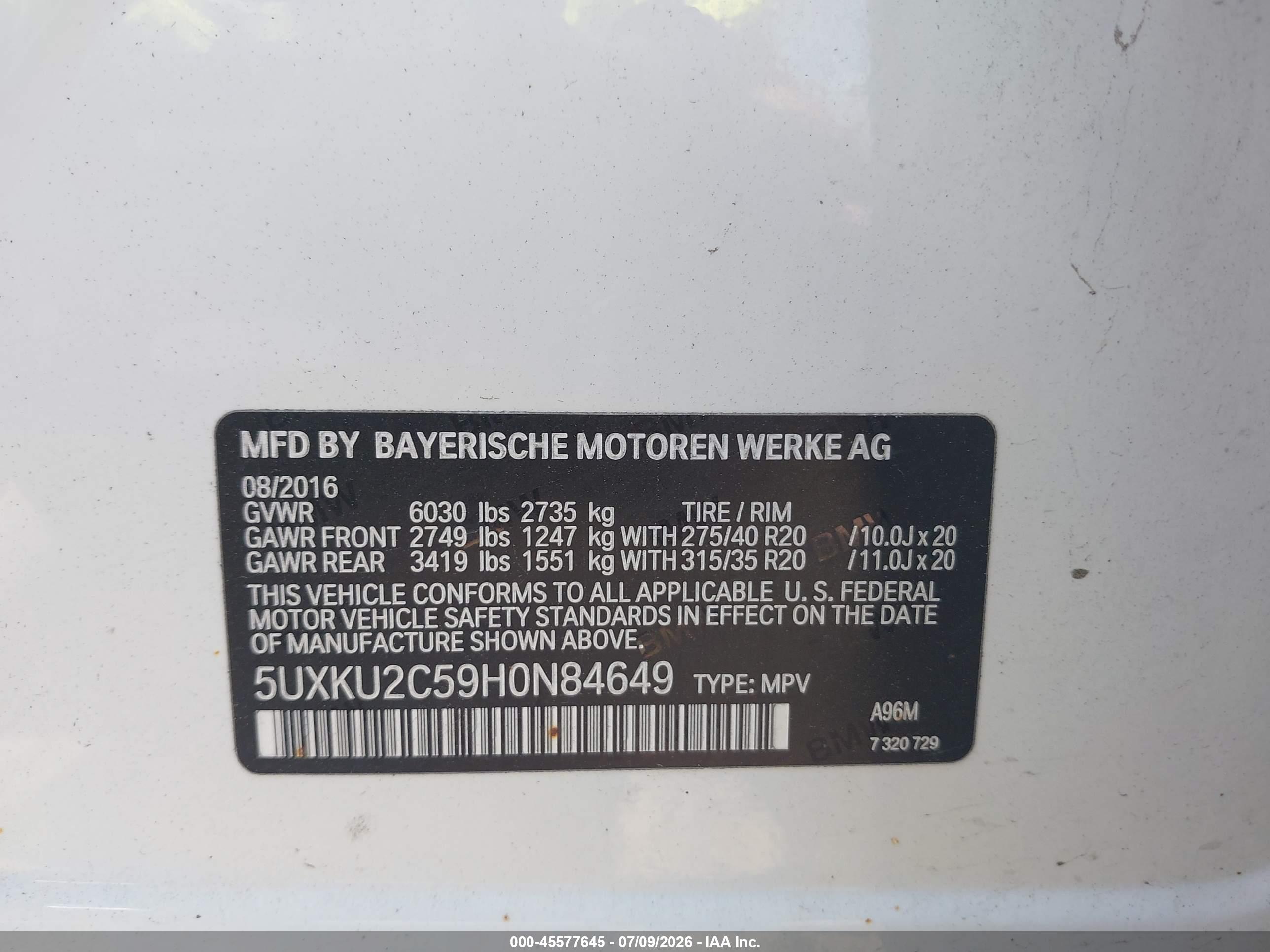 2017 BMW X6 XDRIVE35I