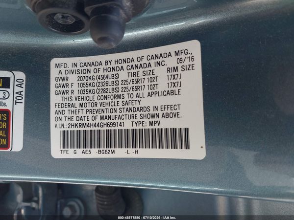 2016 HONDA CR-V SE