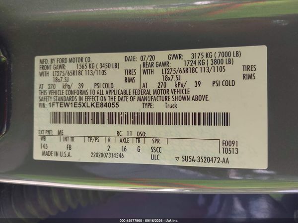 2020 FORD F-150 XLT
