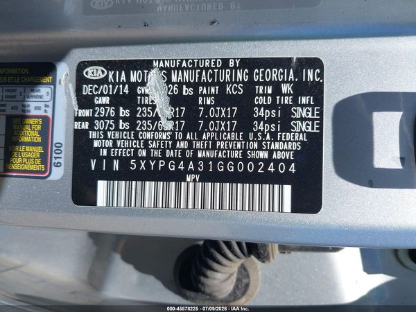 2016 KIA SORENTO 2.4L L