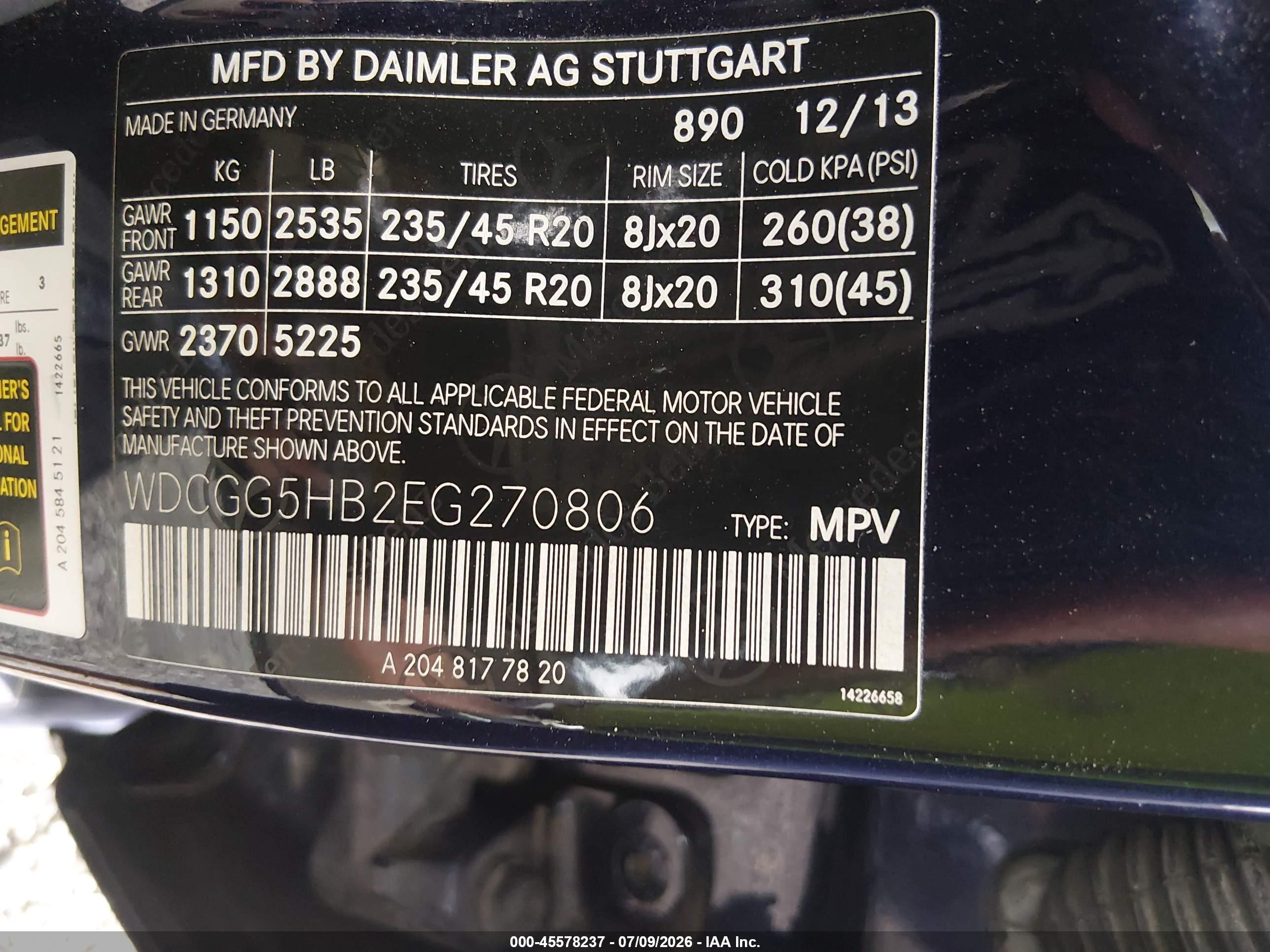 2014 MERCEDES-BENZ GLK 350 GLK350