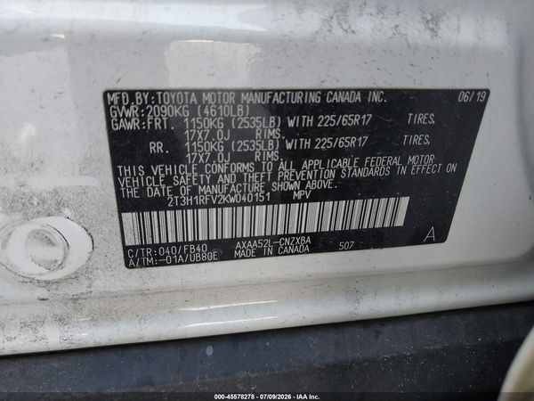 2019 TOYOTA RAV4 LE