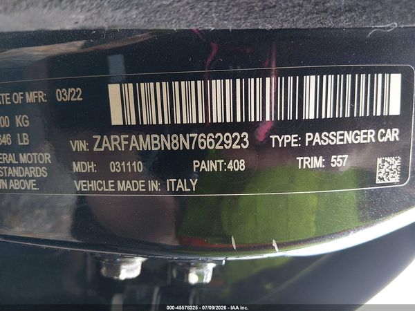 2022 ALFA ROMEO GIULIA VELOCE TI RWD