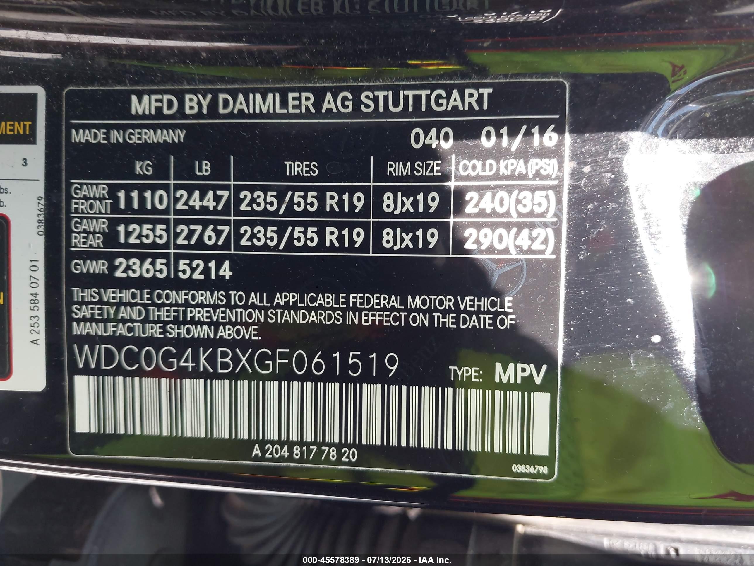 2016 MERCEDES-BENZ GLC 300 4MATIC