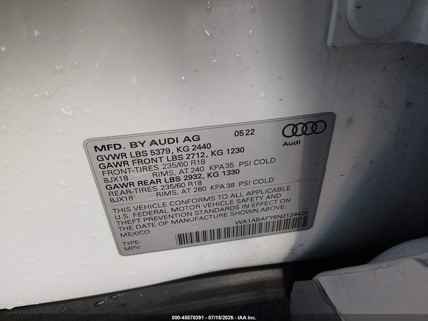 2022 AUDI Q5 — I9