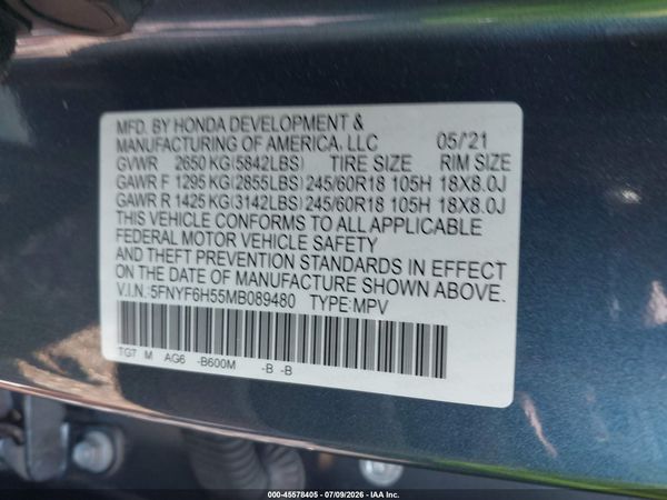 2021 HONDA PILOT AWD EX-L