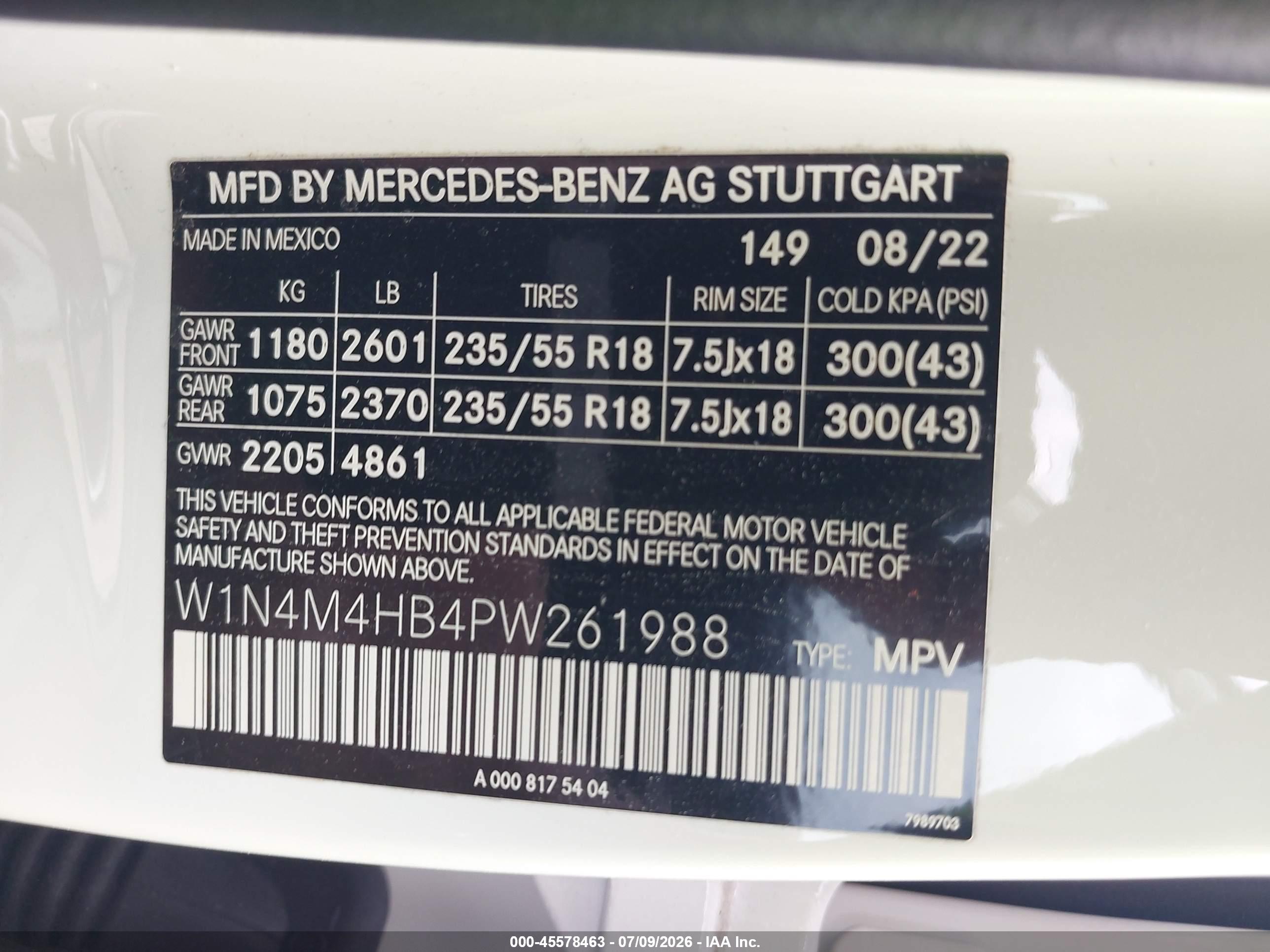 2023 MERCEDES-BENZ GLB 250 4MATIC
